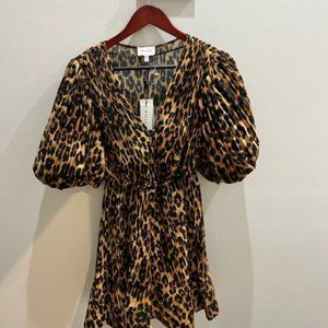 Milly Pleated Leopard Dress Size 2 NWT